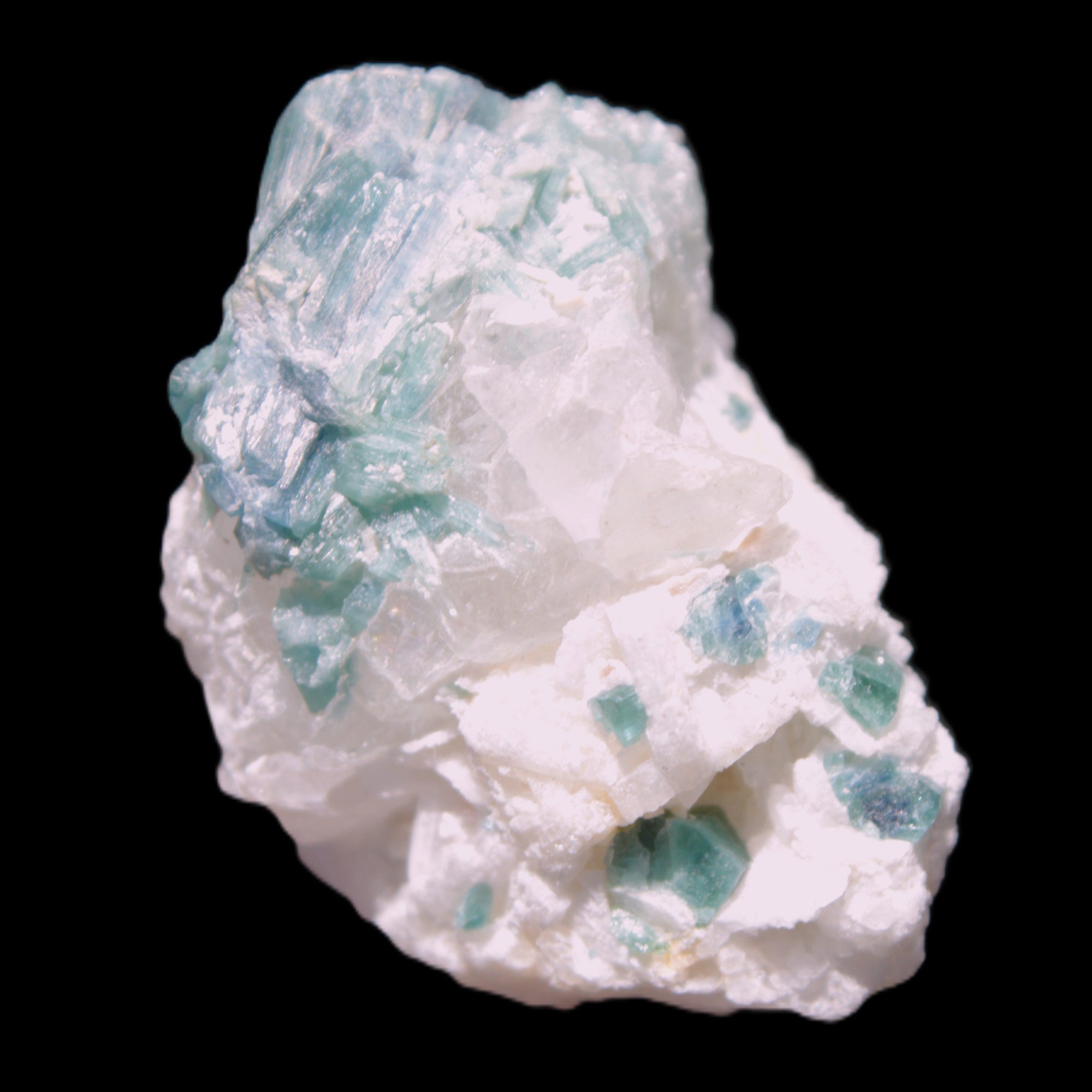 Blue Indicolite and Green Tourmaline cluster in matrix 120.5ct 24.1g in sunshine - Rocks and Things Store
