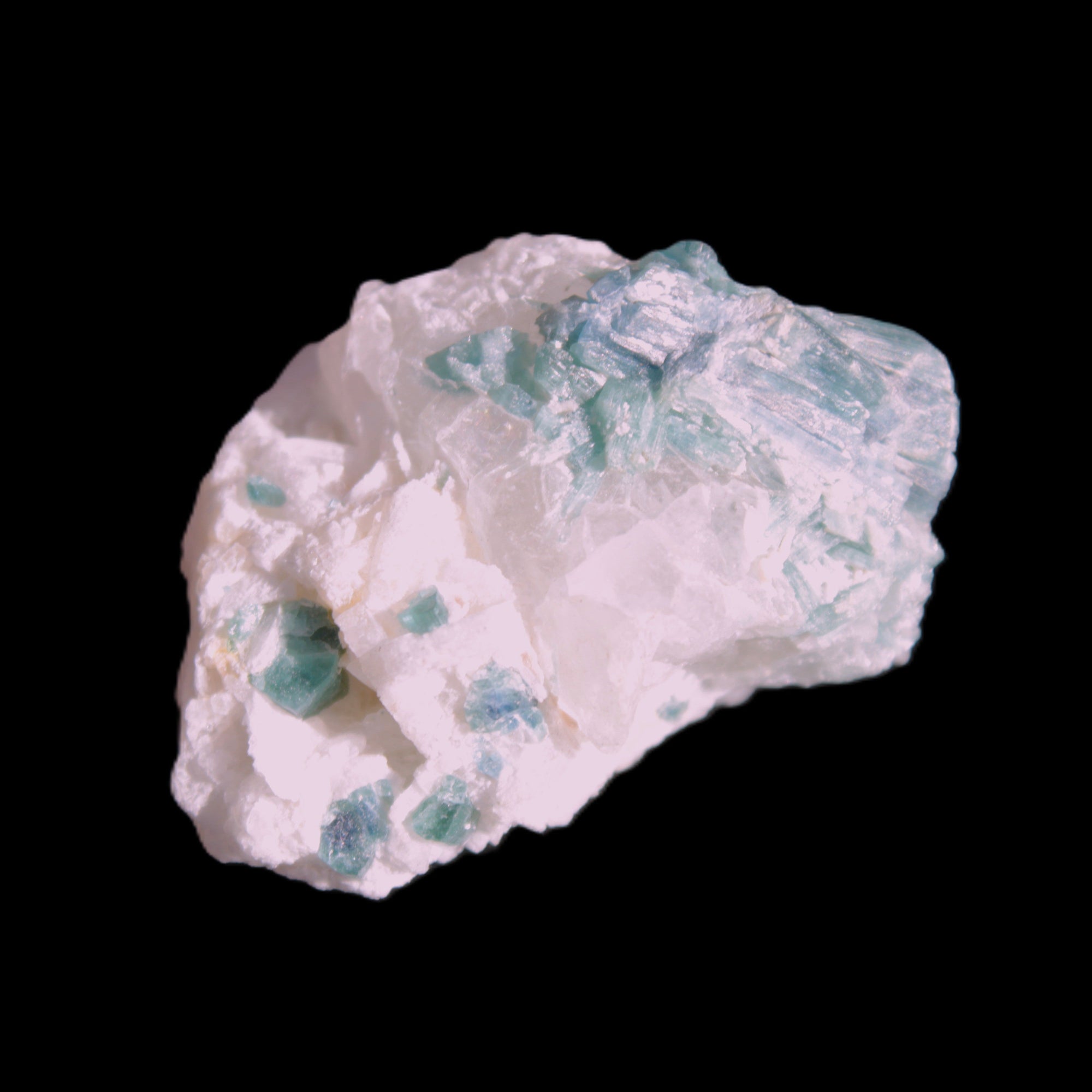 Blue Indicolite and Green Tourmaline cluster in matrix 120.5ct 24.1g in sunshine - Rocks and Things Store