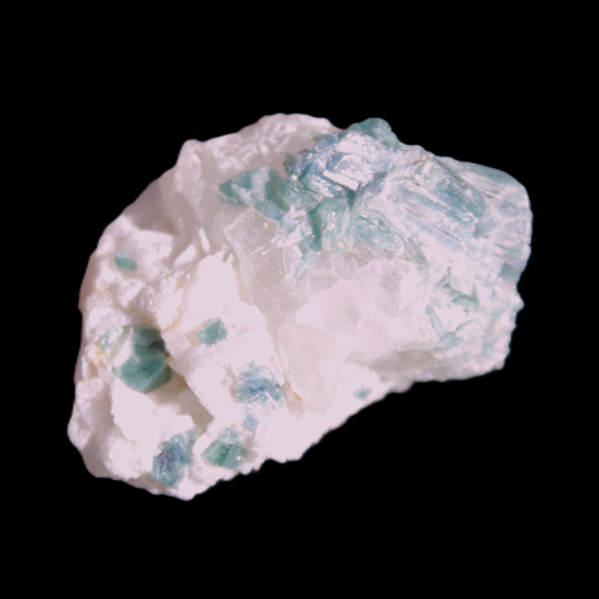 Blue Indicolite and Green Tourmaline cluster in matrix 120.5ct 24.1g in sunshine - Rocks and Things Store