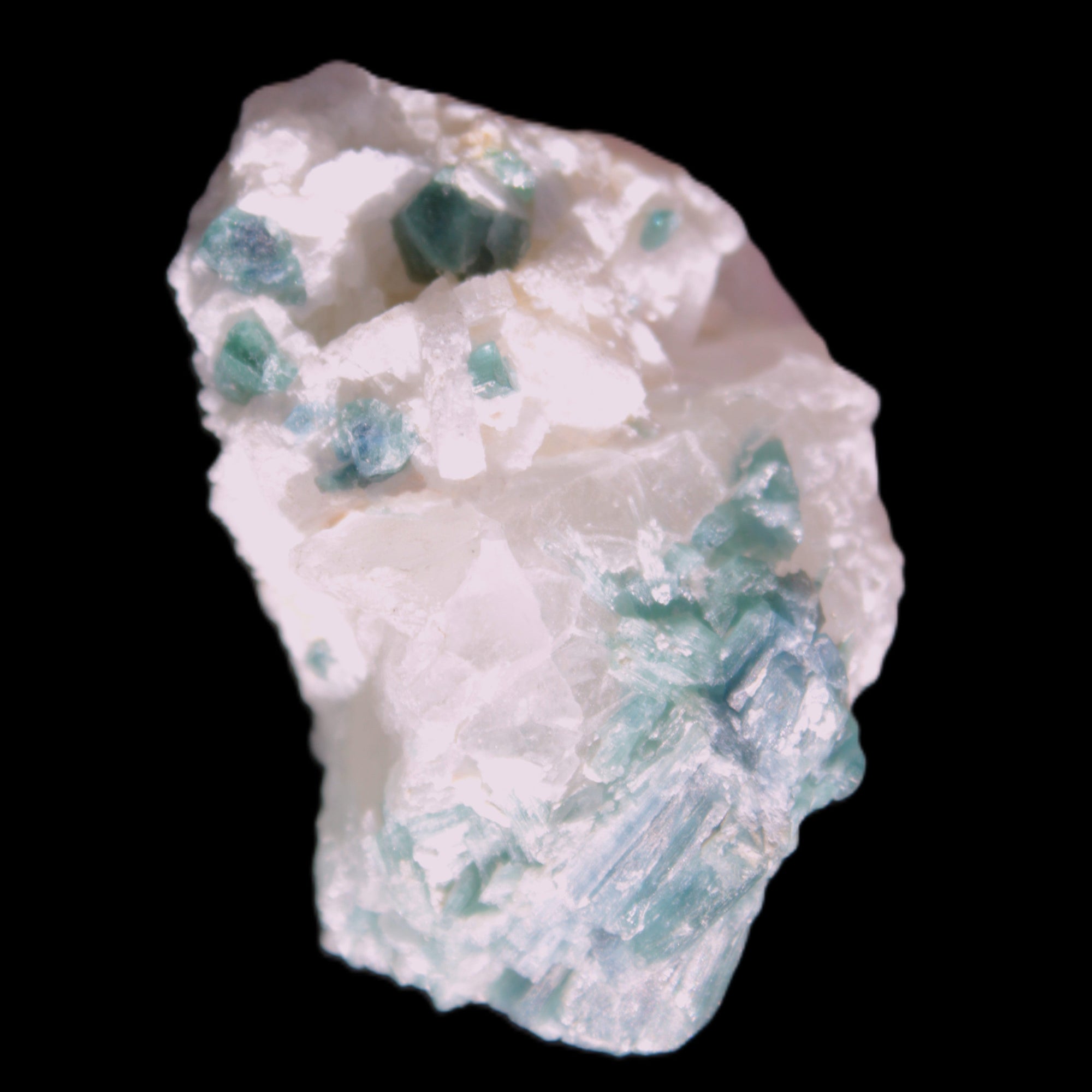 Blue Indicolite and Green Tourmaline cluster in matrix 120.5ct 24.1g in sunshine - Rocks and Things Store