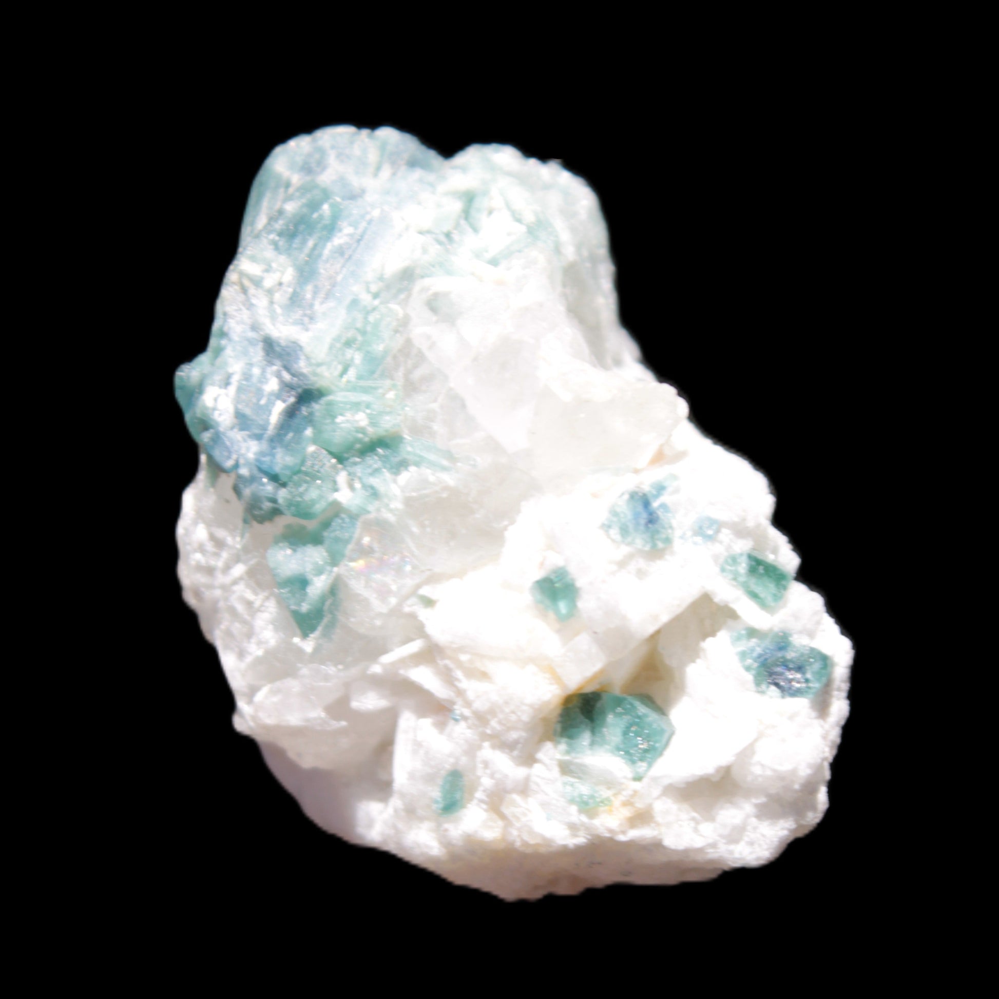 Blue Indicolite and Green Tourmaline cluster in matrix 120.5ct 24.1g in sunshine - Rocks and Things Store