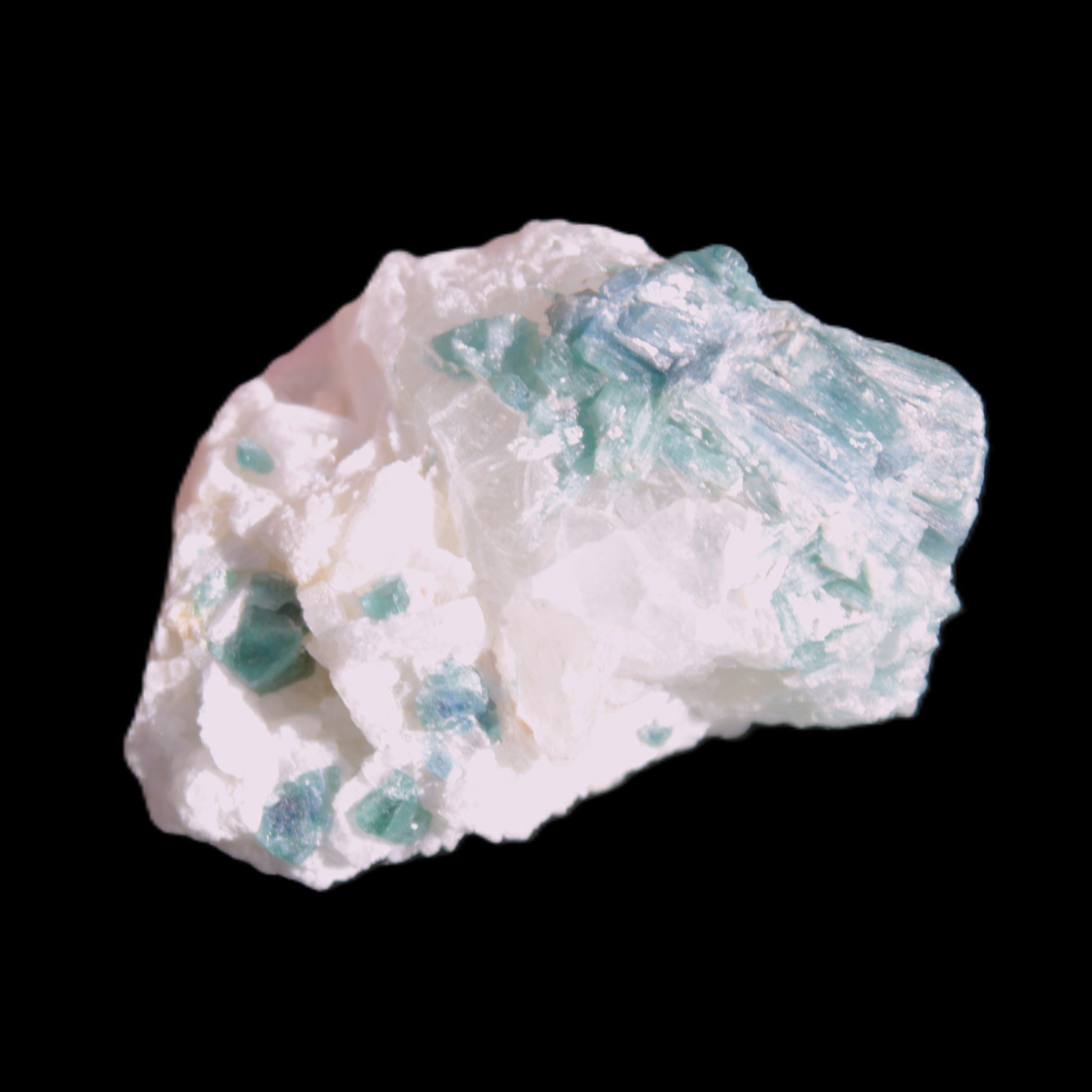 Blue Indicolite and Green Tourmaline cluster in matrix 120.5ct 24.1g in sunshine - Rocks and Things Store