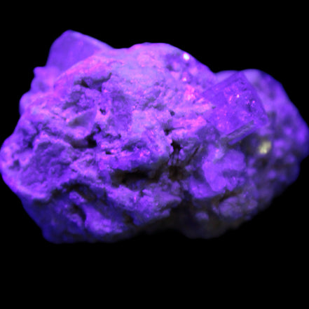 Aquamarine and Mica cluster 42*31*26mm 156ct 31.5g in UV light - Rocks and Things Store