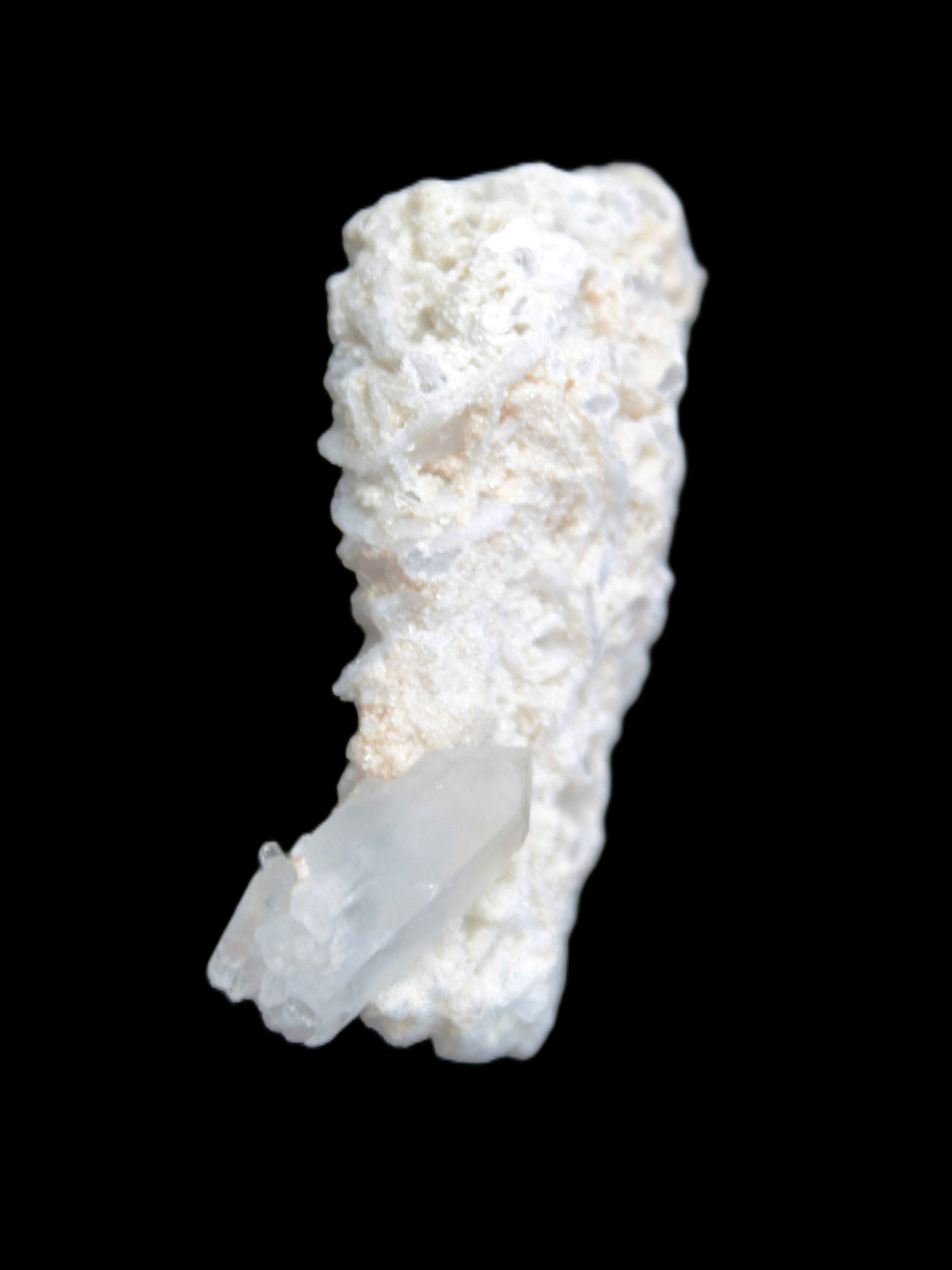 Quartz with tiny Inner Child cluster on Feldspar-Mica matrix 41*11*21mm 67ct 13.4g in sunlight - Rocks and Things Store