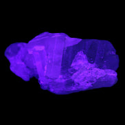 Aquamarine crystals on Quartz 38*17*15mm 55.5ct 11.1g in UV light - Rocks and Things Store