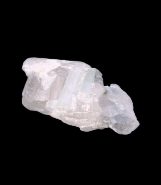 Aquamarine crystals on Quartz 38*17*15mm 55.5ct 11.1g in bright sunlight - Rocks and Things Store