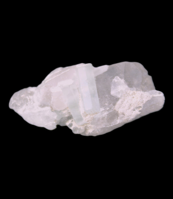 Aquamarine crystals on Quartz 38*17*15mm 55.5ct 11.1g in bright sunlight - Rocks and Things Store