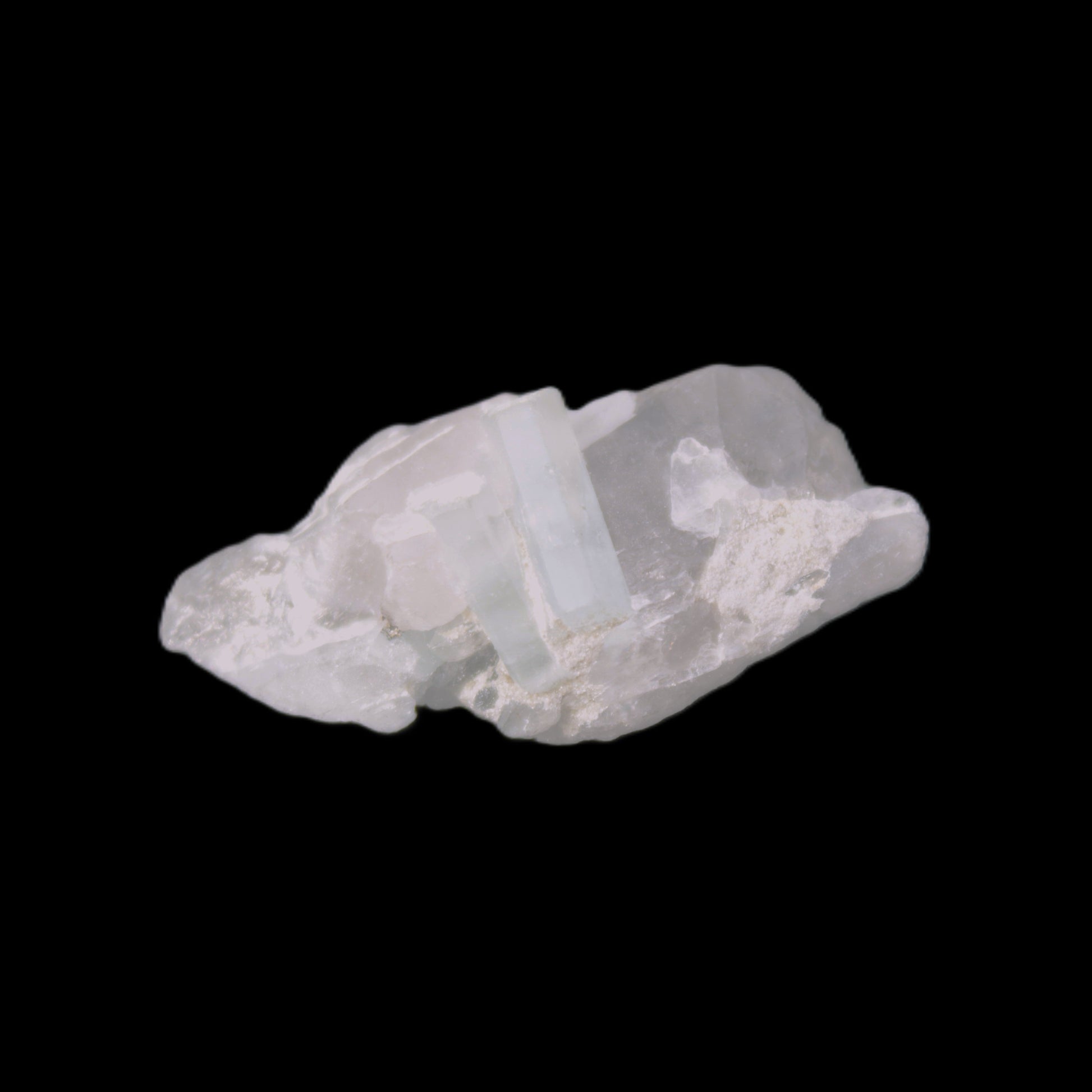 Aquamarine crystals on Quartz 38*17*15mm 55.5ct 11.1g in bright sunlight - Rocks and Things Store