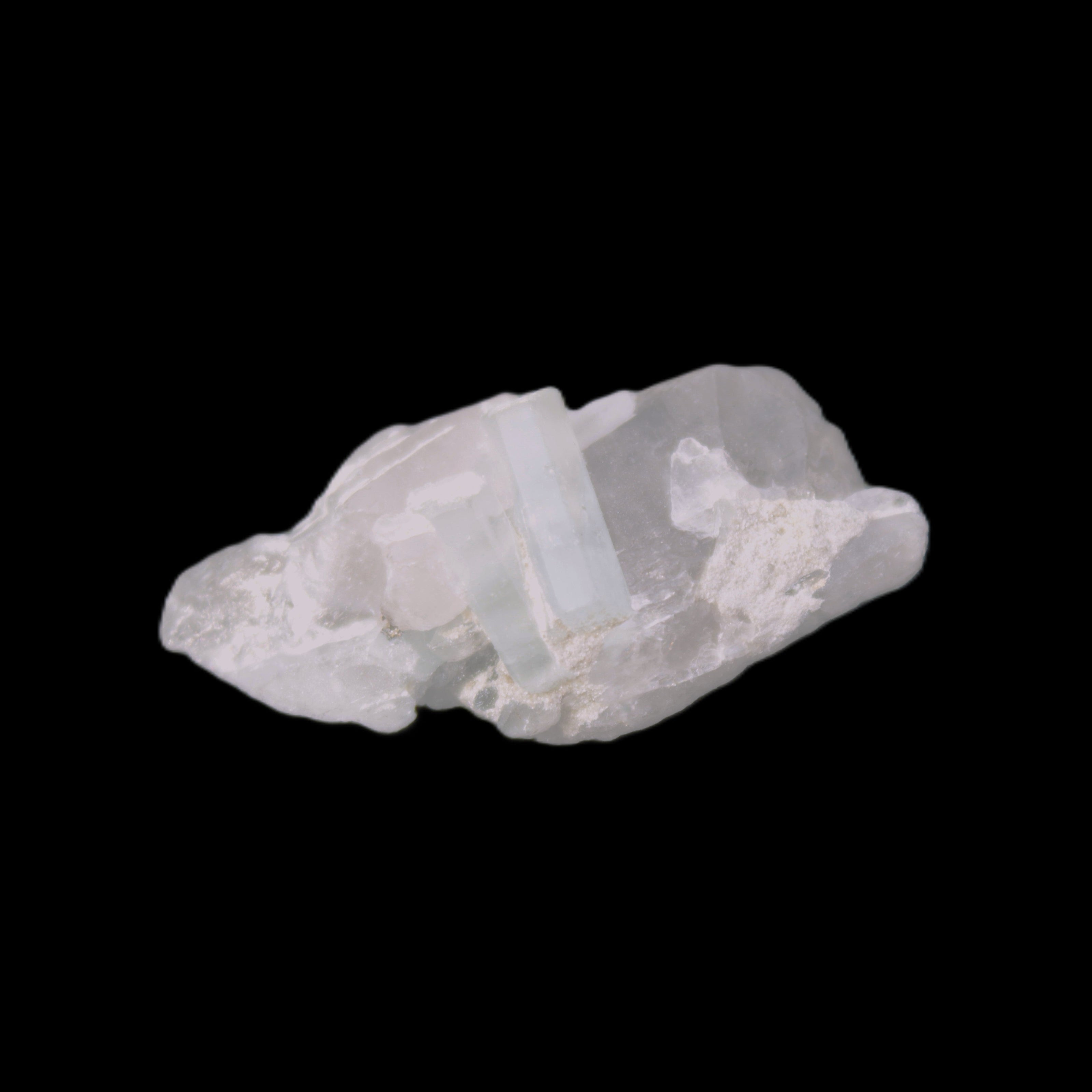 Aquamarine crystals on Quartz 38*17*15mm 55.5ct 11.1g in bright sunlight - Rocks and Things Store