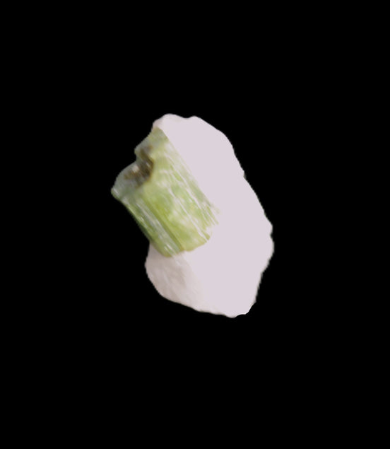 Green Tourmaline crystal on quartz 2.3g Rocks and Things