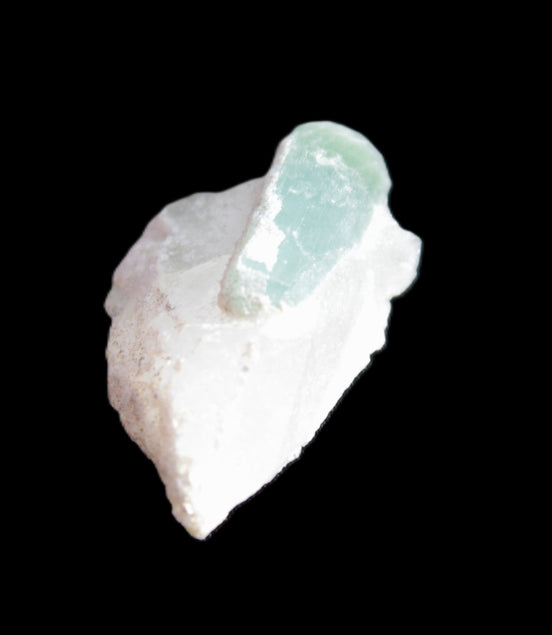 Green Tourmaline crystal on Quartz with Feldspar 5.2g in sunlight - Rocks and Things Store