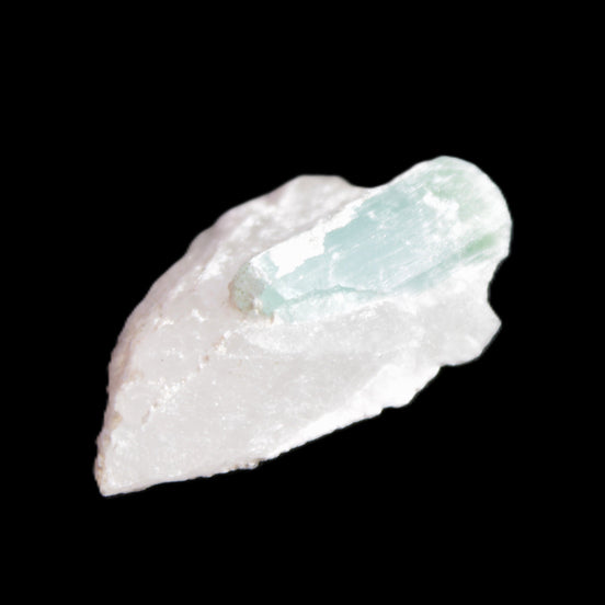 Green Tourmaline crystal on Quartz with Feldspar 5.2g in sunlight - Rocks and Things Store