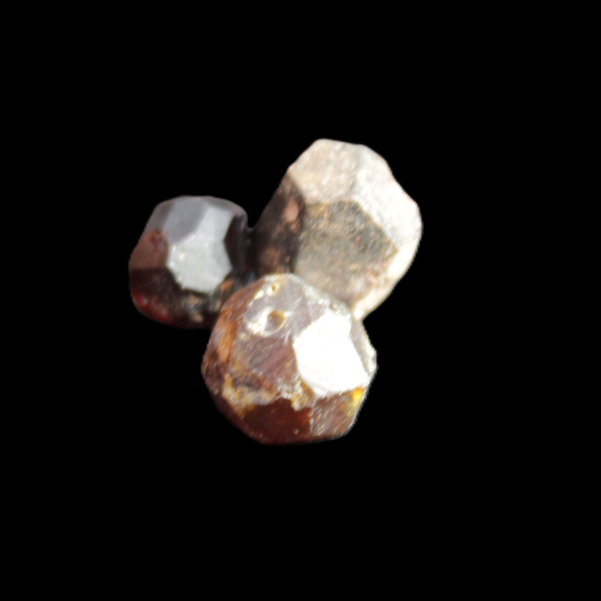 Garnets three natural crystals from Pakistan 8.2g in sunlight - Rocks and Things Store