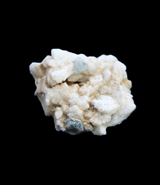Aquamarine and Lepidolite on Feldspar cluster 9.1g in sunlight - Rocks and Things Store
