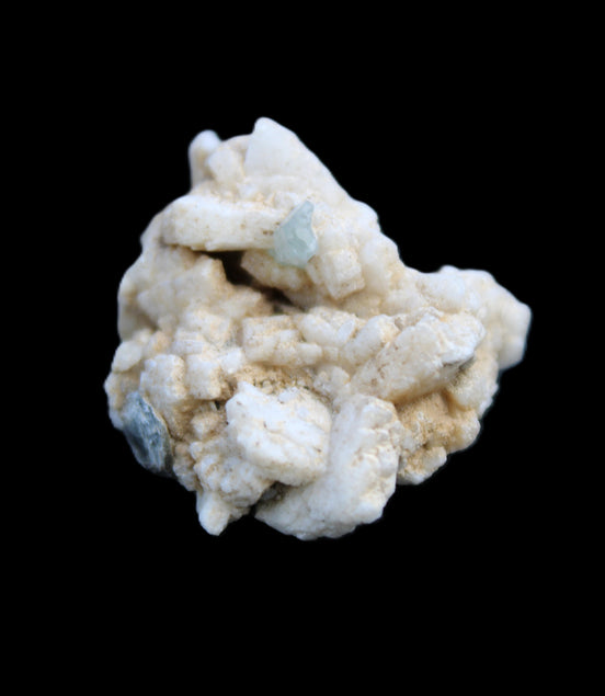 Aquamarine and Lepidolite on Feldspar cluster 9.1g in sunlight - Rocks and Things Store