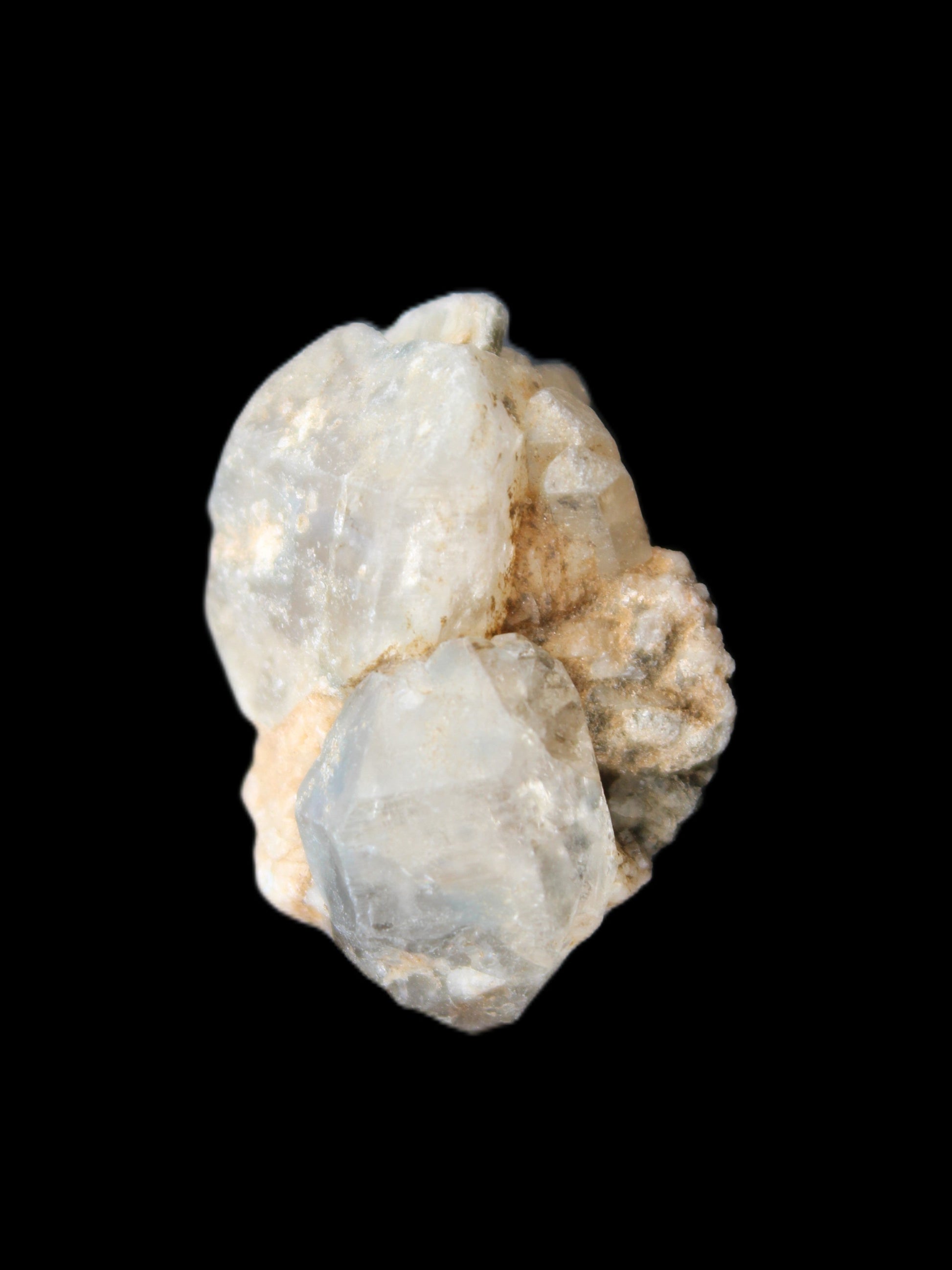 Fenster Diamond Quartz, Lepidolite, Spessartine Garnet, Topaz, Feldspar/Mica Matrix 15.1g in sunlight - Rocks and Things Store
