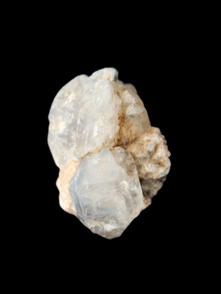 Fenster Diamond Quartz, Lepidolite, Spessartine Garnet, Topaz, Feldspar/Mica Matrix 15.1g in sunlight - Rocks and Things Store