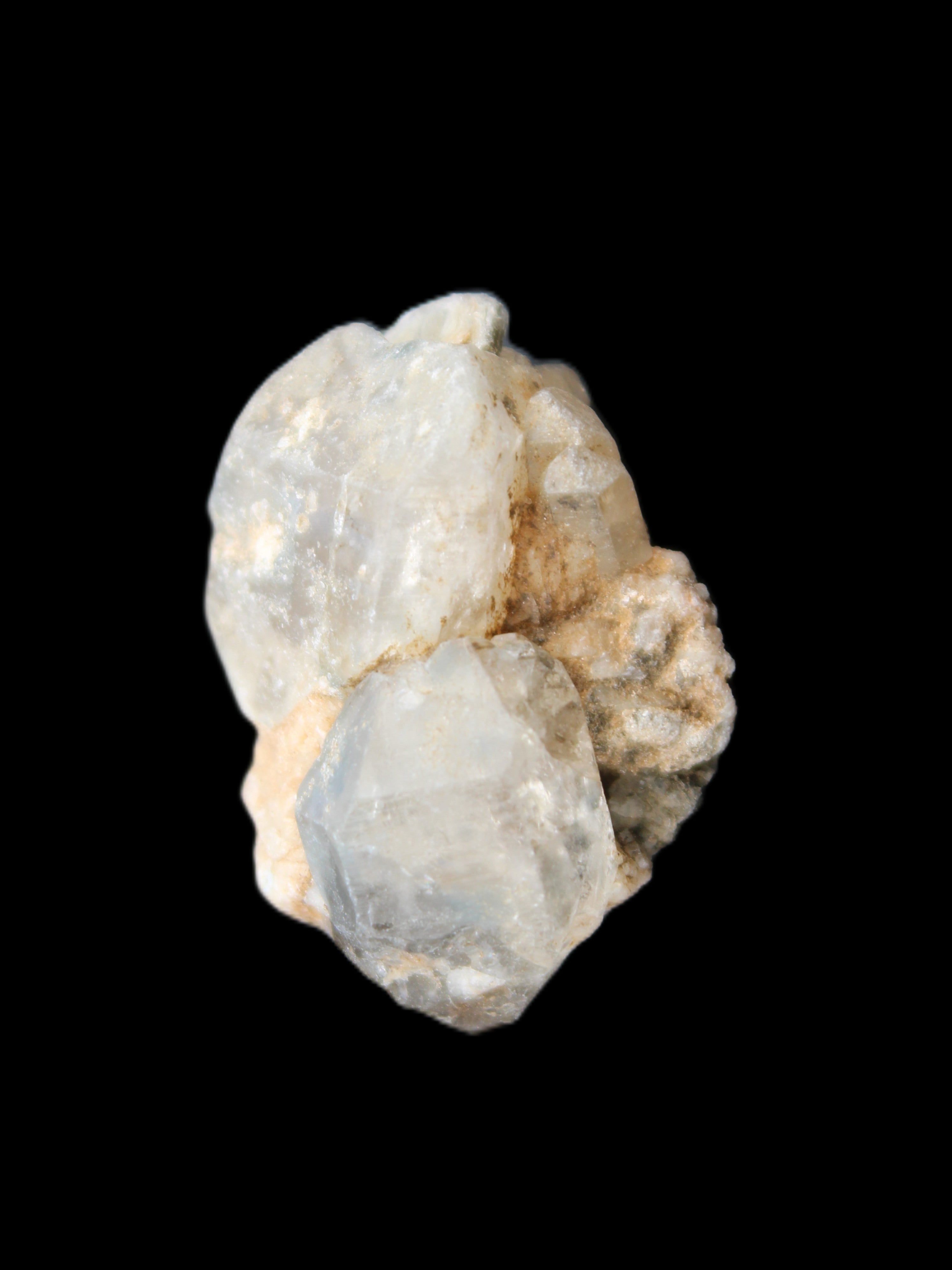 Fenster Diamond Quartz, Lepidolite, Spessartine Garnet, Topaz, Feldspar/Mica Matrix 15.1g in sunlight - Rocks and Things Store