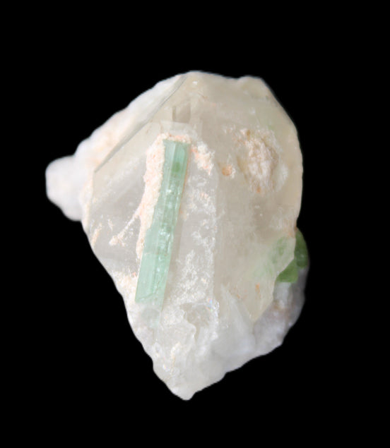 Green Tourmaline crystal on Smoky Quartz with Mica 14g in sunlight - Rocks and Things Store