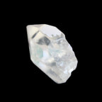 Green Tourmaline crystal on double-terminated Clear Quartz crystal 5.1g in sunlight - Rocks and Things Store