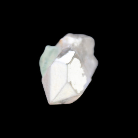 Green Tourmaline crystal on double-terminated Clear Quartz crystal 5.1g in sunlight - Rocks and Things Store