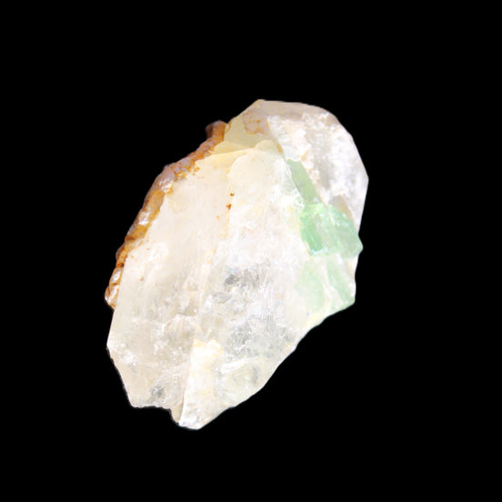 Green tourmaline on Clear Quartz 33*22mm 12.0g in sunlight - Rocks and Things Store