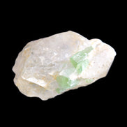 Green tourmaline on Clear Quartz 33*22mm 12.0g in sunlight - Rocks and Things Store