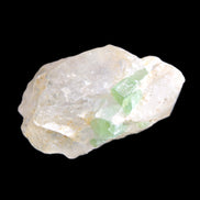 Green tourmaline on Clear Quartz 33*22mm 12.0g in sunlight - Rocks and Things Store