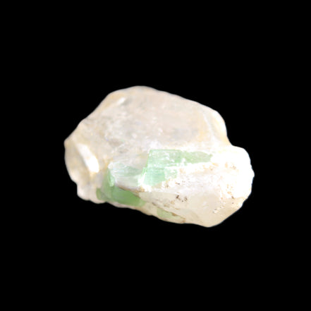 Green tourmaline on Clear Quartz 33*22mm 12.0g in sunlight - Rocks and Things Store