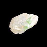 Green tourmaline on Clear Quartz 33*22mm 12.0g in sunlight - Rocks and Things Store
