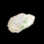 Green tourmaline on Clear Quartz 33*22mm 12.0g in sunlight - Rocks and Things Store