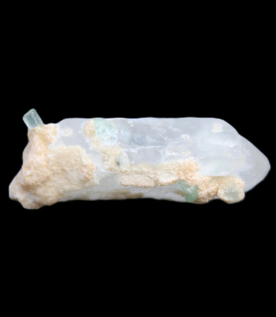 Tiny Aquamarine crystals on Quartz 4.1g in sunlight - Rocks and Things Store