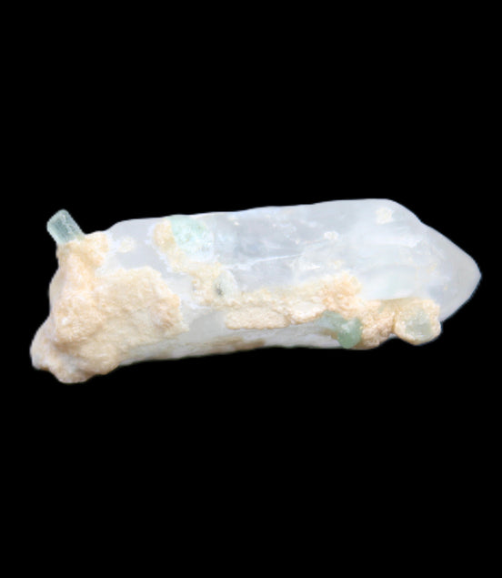 Tiny Aquamarine crystals on Quartz 4.1g in sunlight - Rocks and Things Store