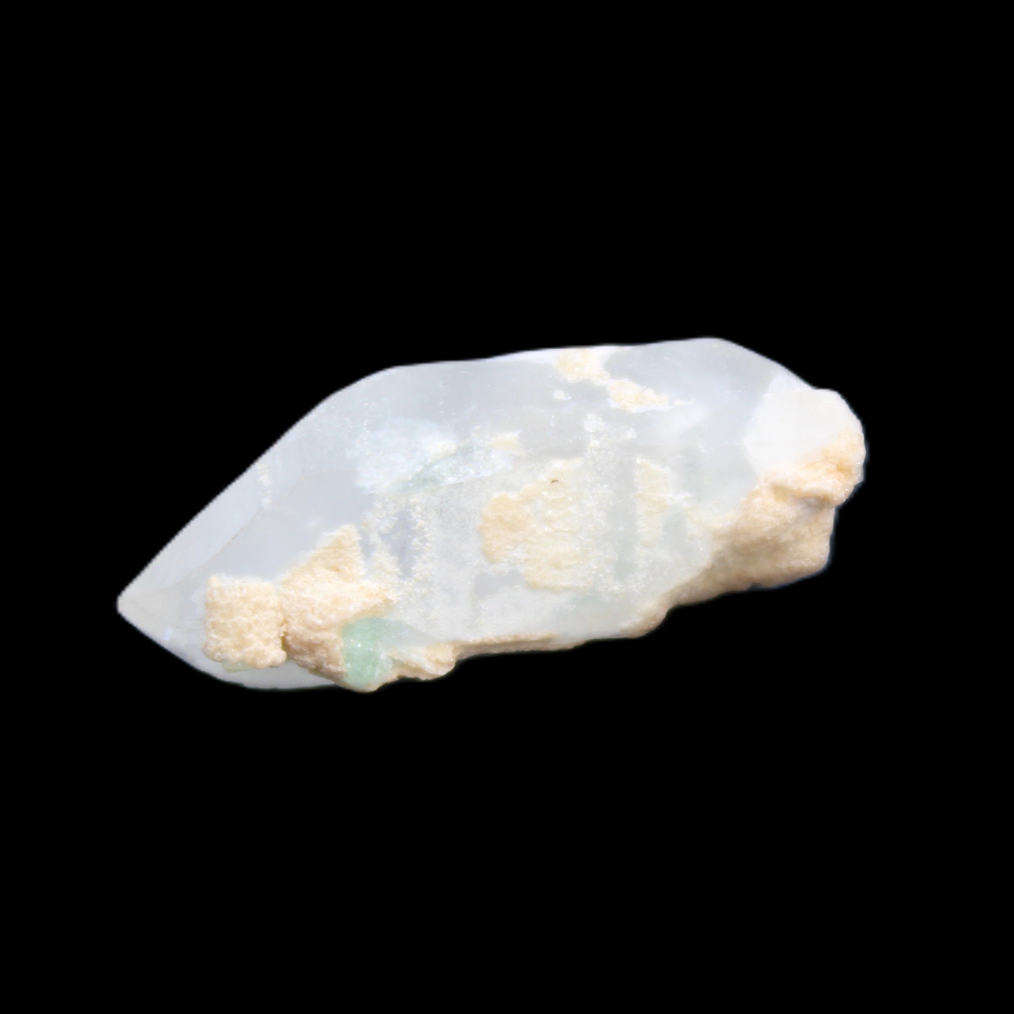 Tiny Aquamarine crystals on Quartz 4.1g in sunlight - Rocks and Things Store