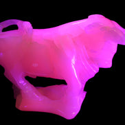 Pink Mangano Calcite Bull 240*85*78mm 3110g in UV light  - Rocks and Things Store