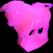 Pink Mangano Calcite Bull 240*85*78mm 3110g in UV light  - Rocks and Things Store