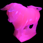 Pink Mangano Calcite Bull 240*85*78mm 3110g in UV light  - Rocks and Things Store