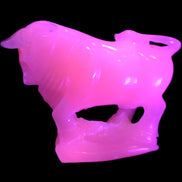 Pink Mangano Calcite Bull 240*85*78mm 3110g in UV light  - Rocks and Things Store