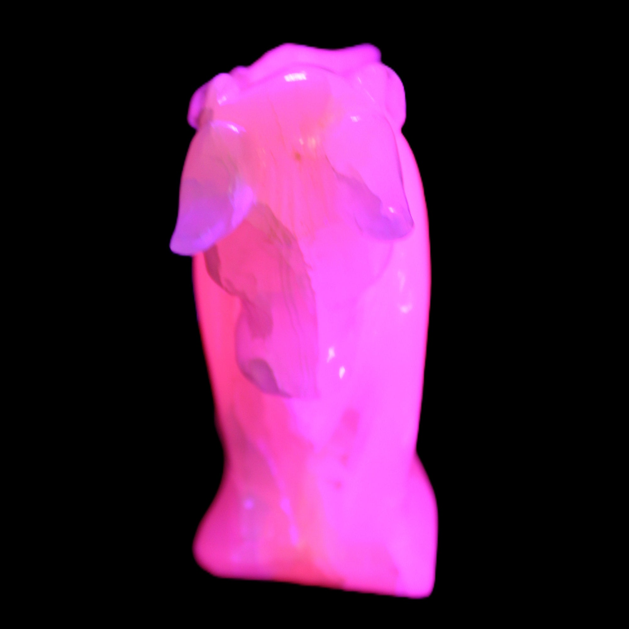 Pink Mangano Calcite Bull 240*85*78mm 3110g in UV light  - Rocks and Things Store