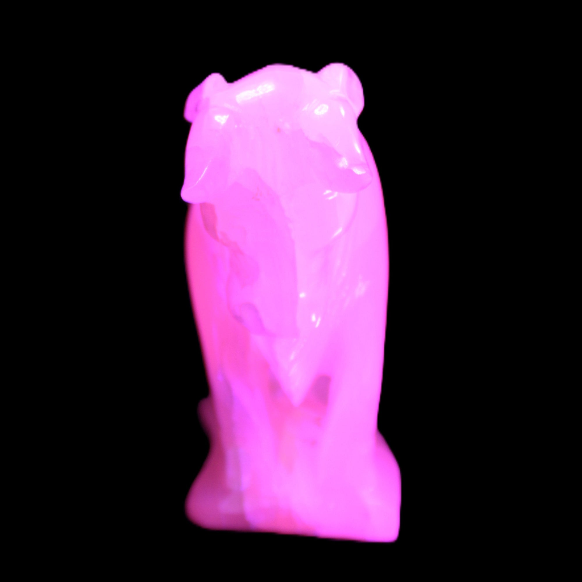 Pink Mangano Calcite Bull 240*85*78mm 3110g in UV light  - Rocks and Things Store