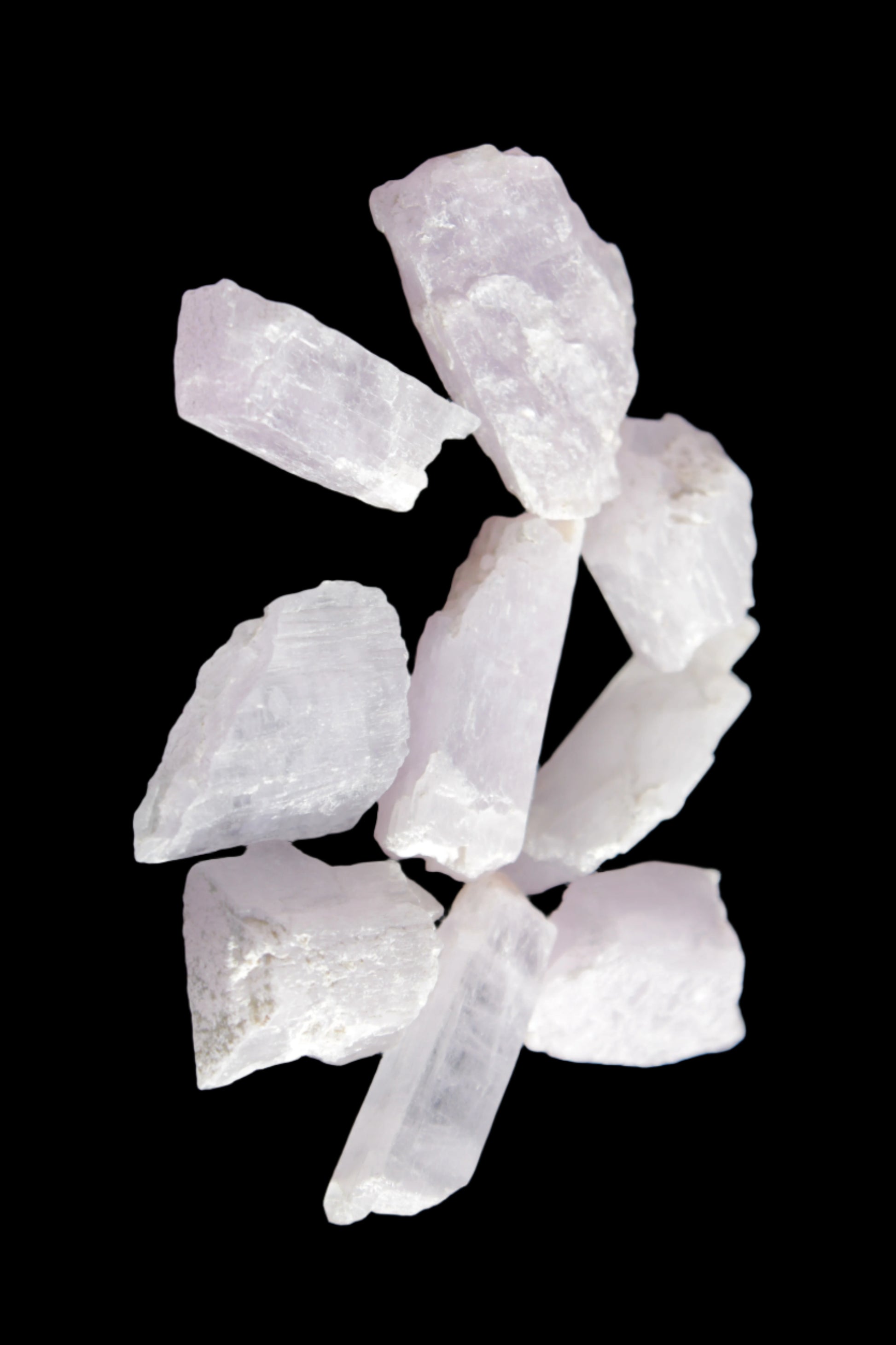Pink/Lilac Kunzite 9 larger crystals from Afghanistan 21-35mm 90g Wholesale in sunlight - Rocks and Things Store