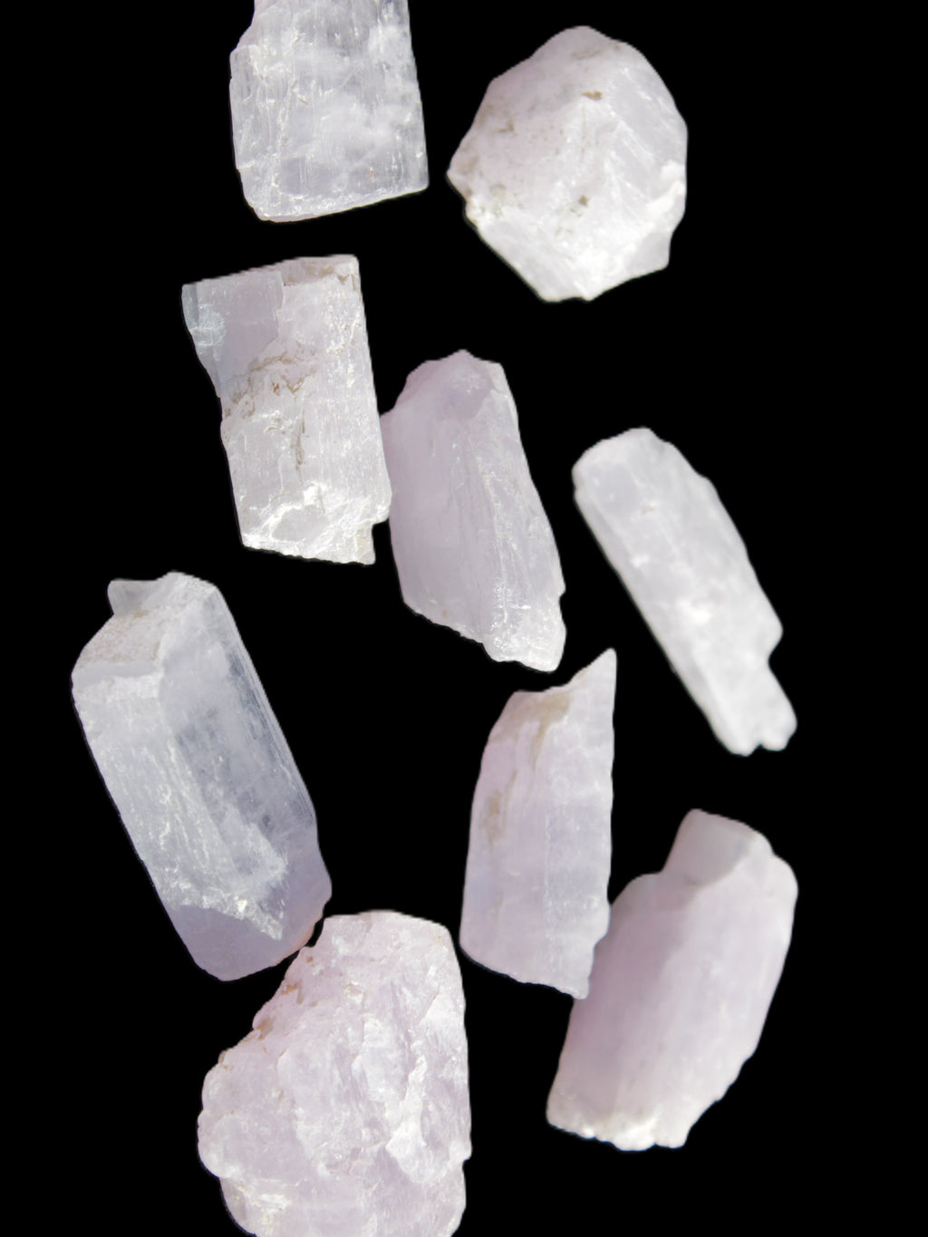 Pink/Lilac Kunzite 9 larger crystals from Afghanistan 21-35mm 90g Wholesale in sunlight - Rocks and Things Store