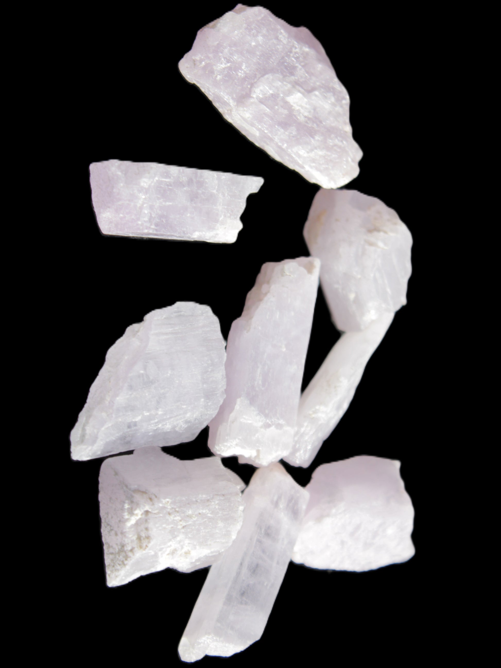 Pink/Lilac Kunzite 9 larger crystals from Afghanistan 21-35mm 90g Wholesale in sunlight - Rocks and Things Store