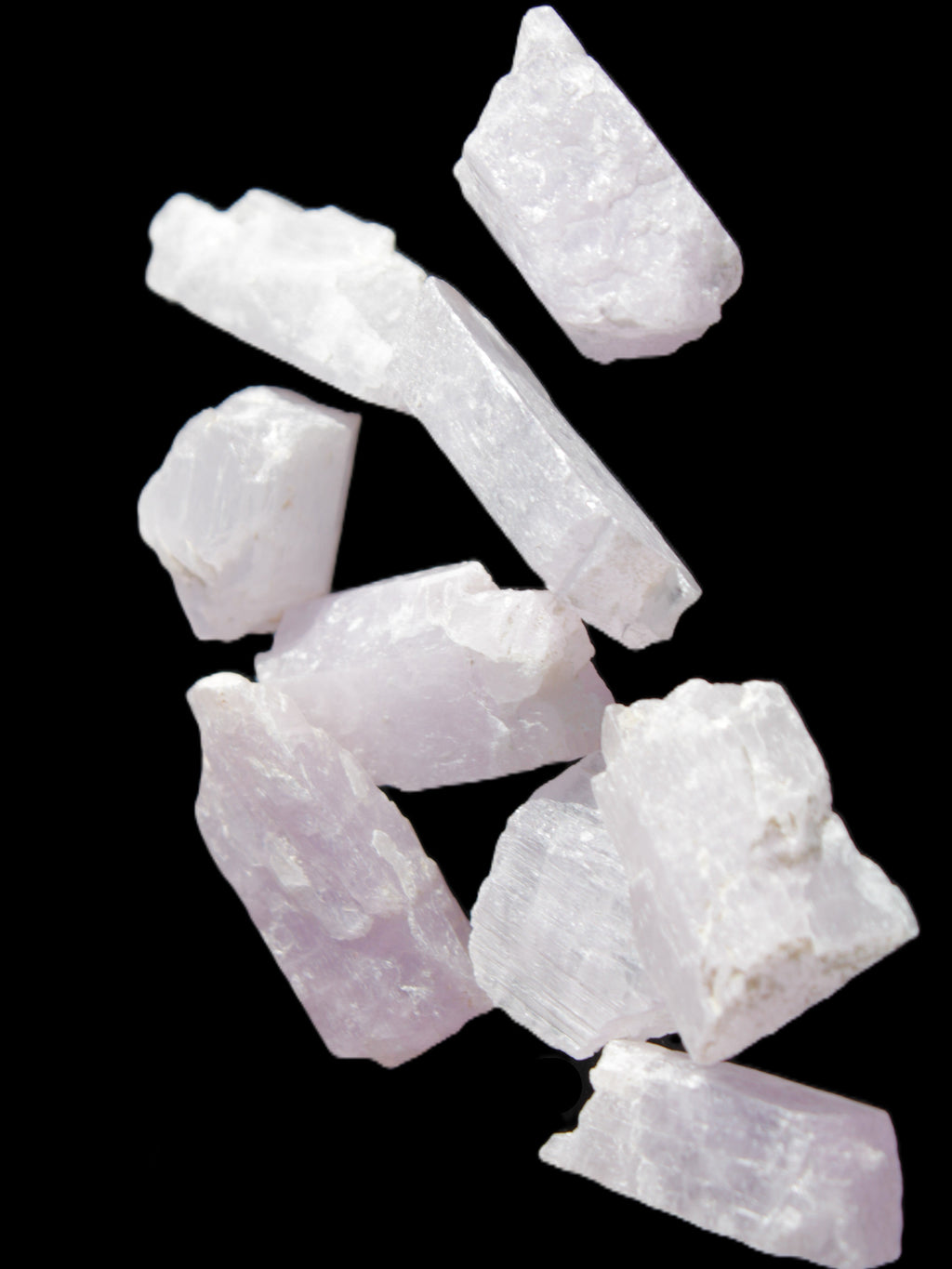 Pink/Lilac Kunzite 9 larger crystals from Afghanistan 21-35mm 90g Wholesale in sunlight - Rocks and Things Store