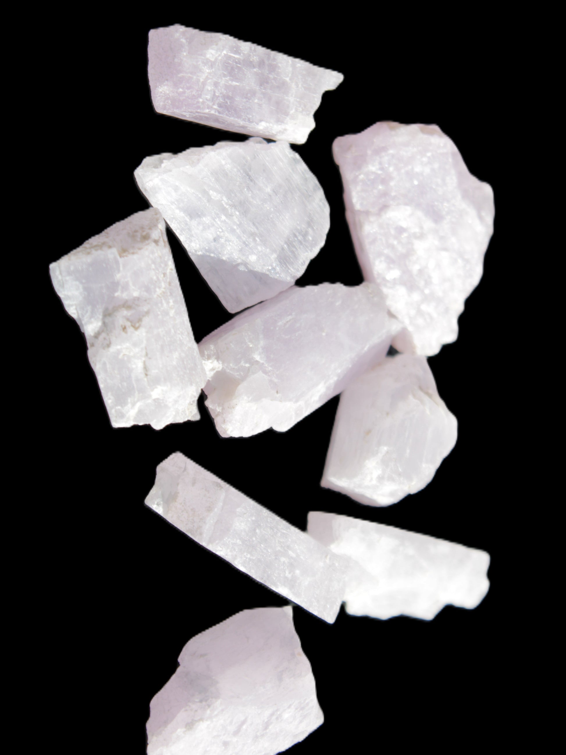 Pink/Lilac Kunzite 9 larger crystals from Afghanistan 21-35mm 90g Wholesale in sunlight - Rocks and Things Store