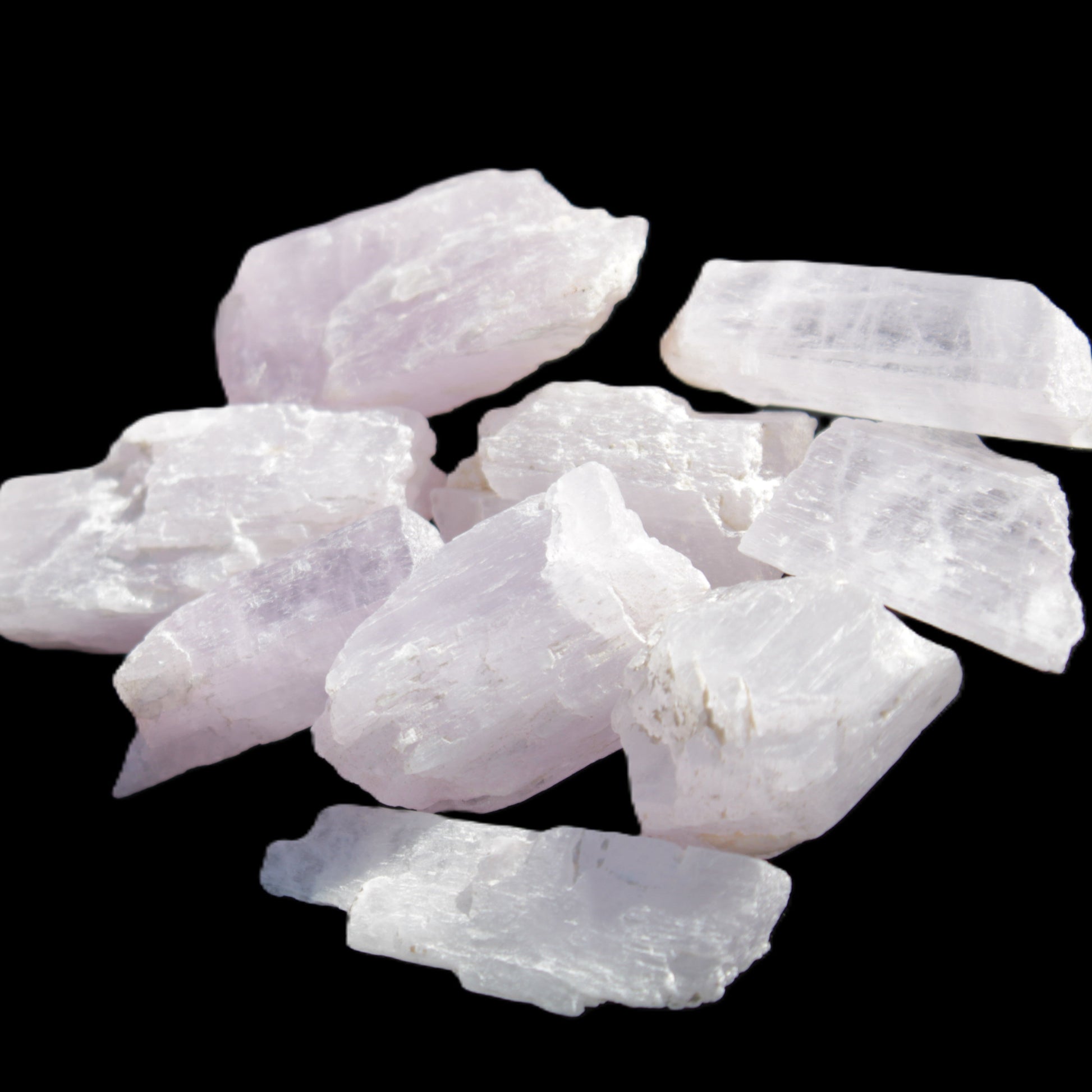 Pink/Lilac Kunzite 9 larger crystals from Afghanistan 21-35mm 90g Wholesale in sunlight - Rocks and Things Store