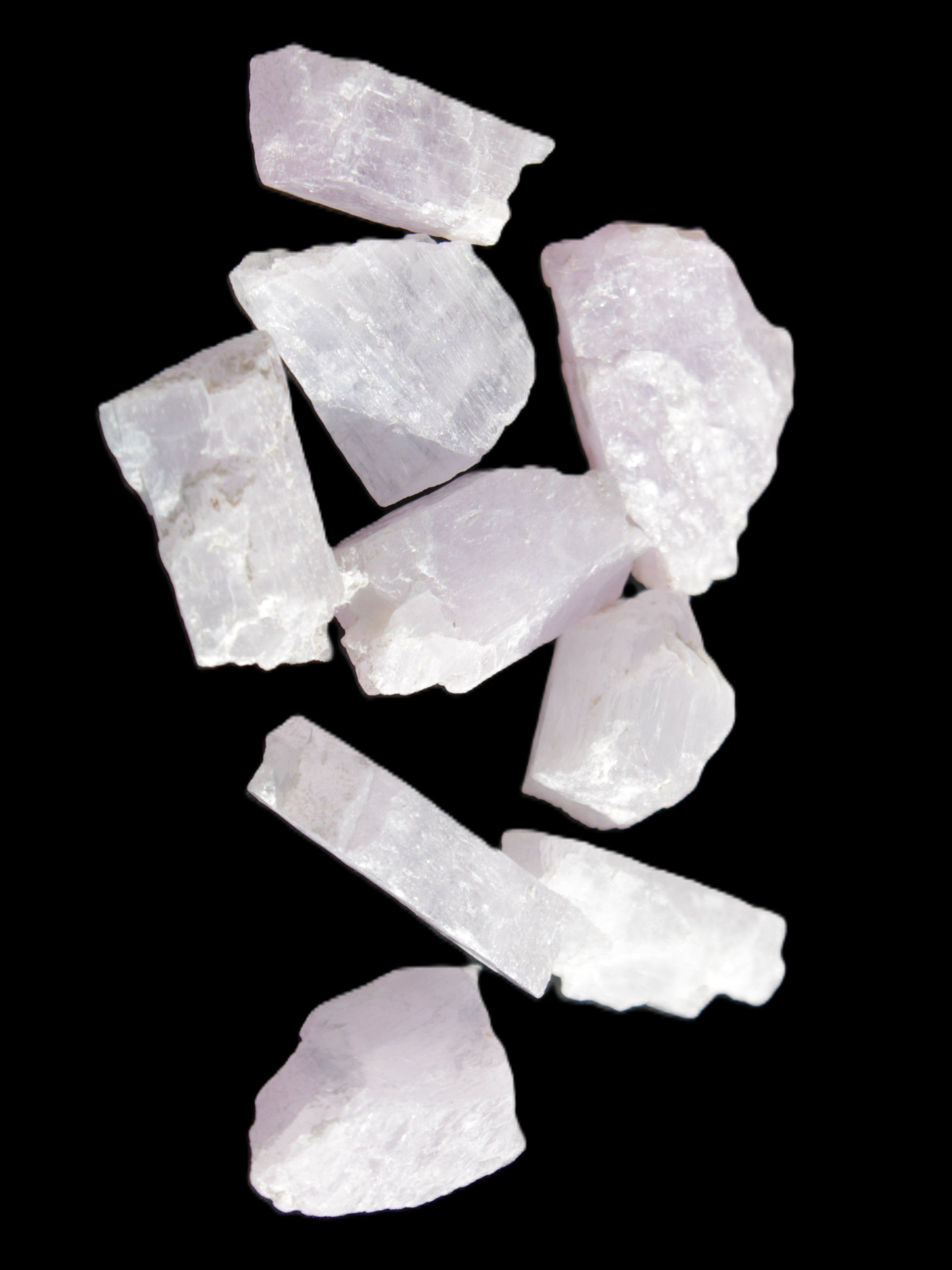 Pink/Lilac Kunzite 9 larger crystals from Afghanistan 21-35mm 90g Wholesale in sunlight - Rocks and Things Store