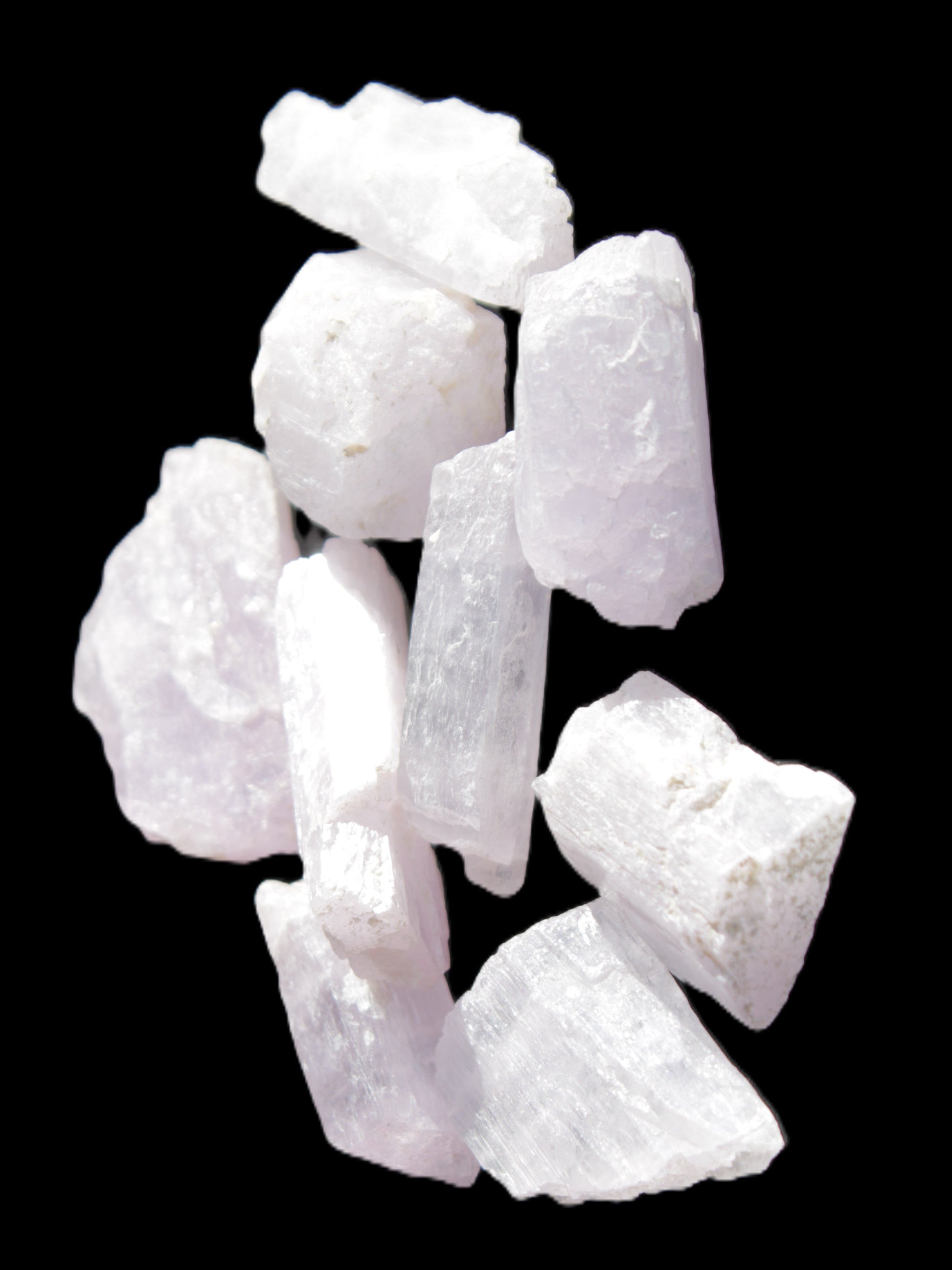 Pink/Lilac Kunzite 9 larger crystals from Afghanistan 21-35mm 90g Wholesale in sunlight - Rocks and Things Store