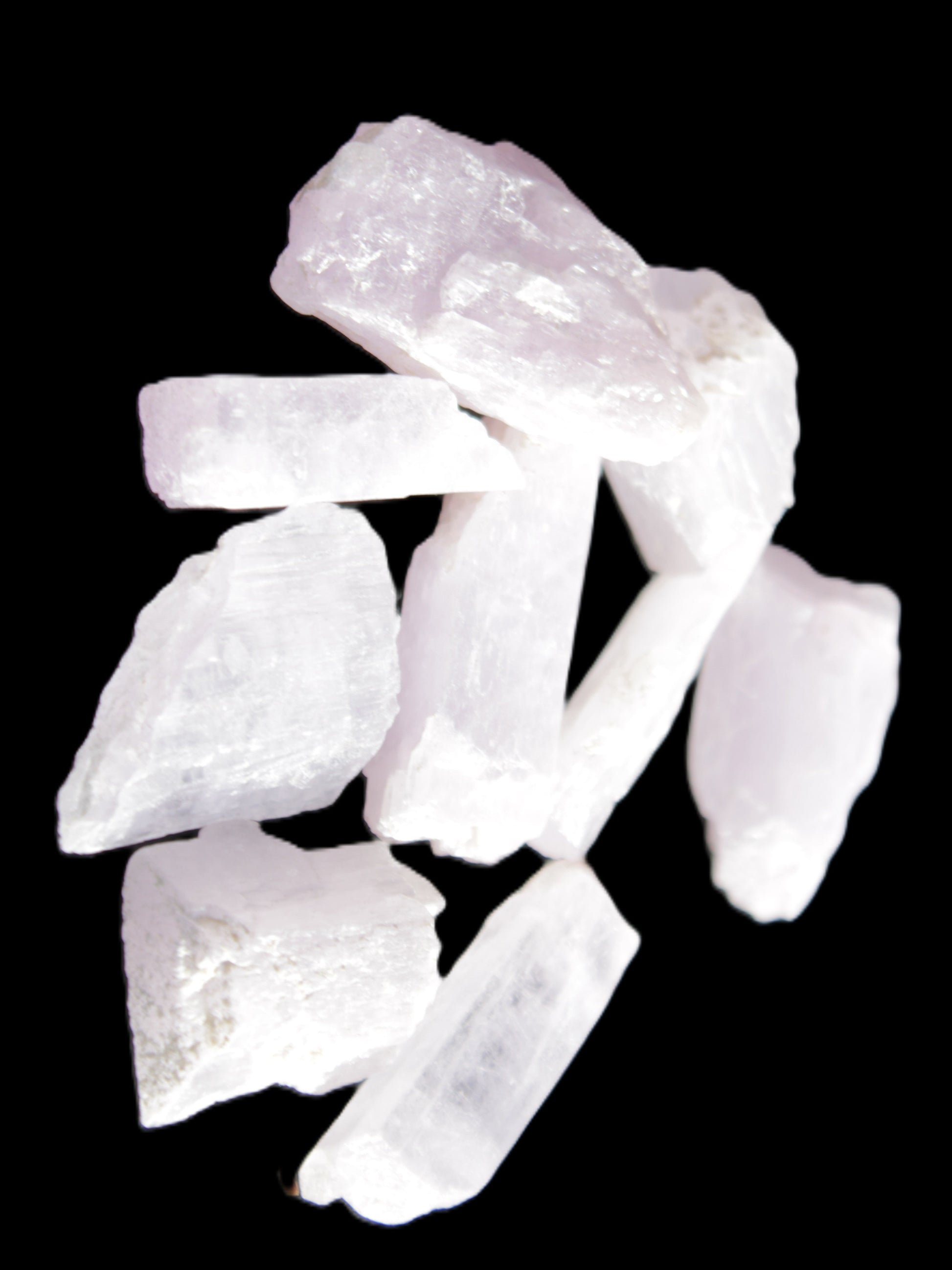 Pink/Lilac Kunzite 9 larger crystals from Afghanistan 21-35mm 90g Wholesale in sunlight - Rocks and Things Store