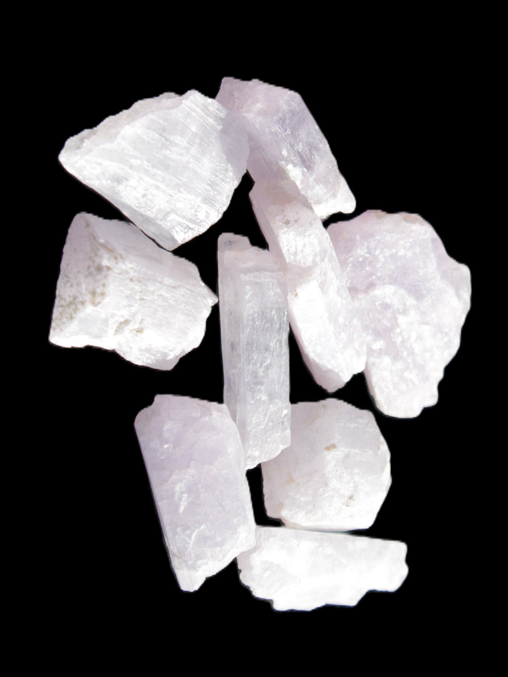 Pink/Lilac Kunzite 9 larger crystals from Afghanistan 21-35mm 90g Wholesale in sunlight - Rocks and Things Store